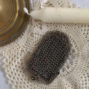 Antique French Silver Mesh Purse Chainmaille Antique Money Pouch