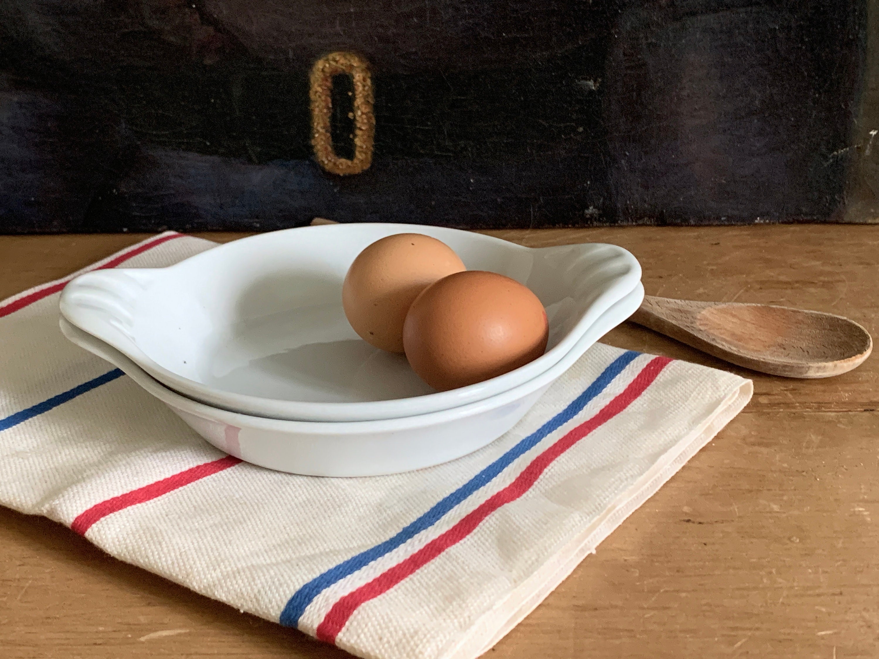 2 Millésimes Français Au Gratin Dish Bakeware Professional White Scalloped Dish