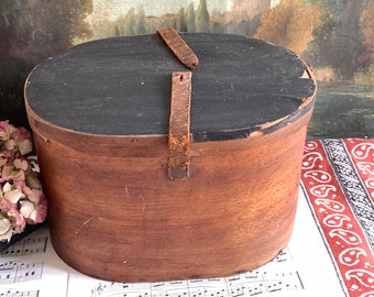 Antique French Bentwood Hat Box Wooden Storage Box Rustic