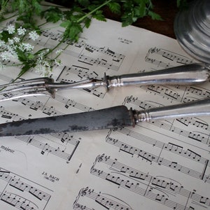 French Antique Carving Set Silver Plated Knife and Fork Baroque Style Meat Knife and Fork