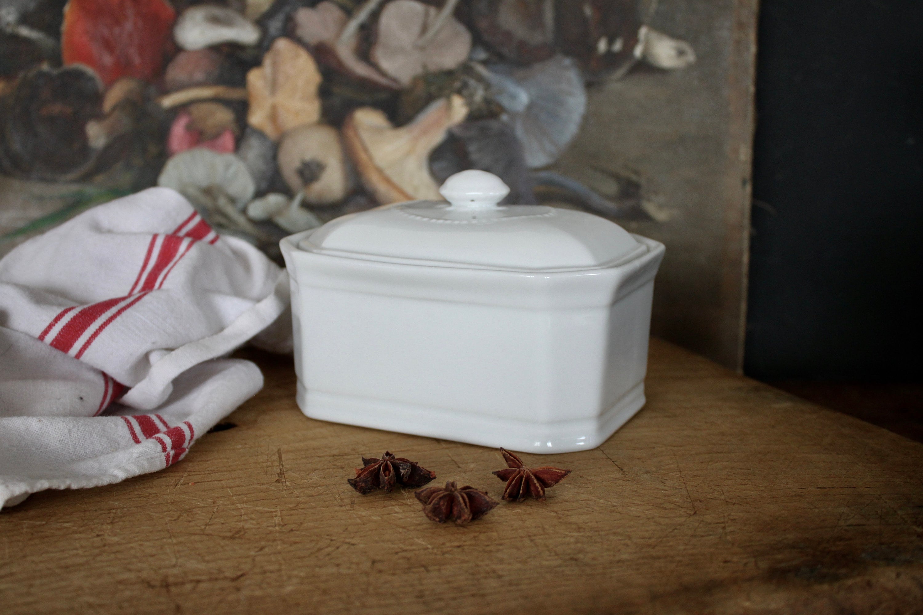 Antique Français Apilco Terrine Paté Tureen Antique Porcelaine Casserole Plat