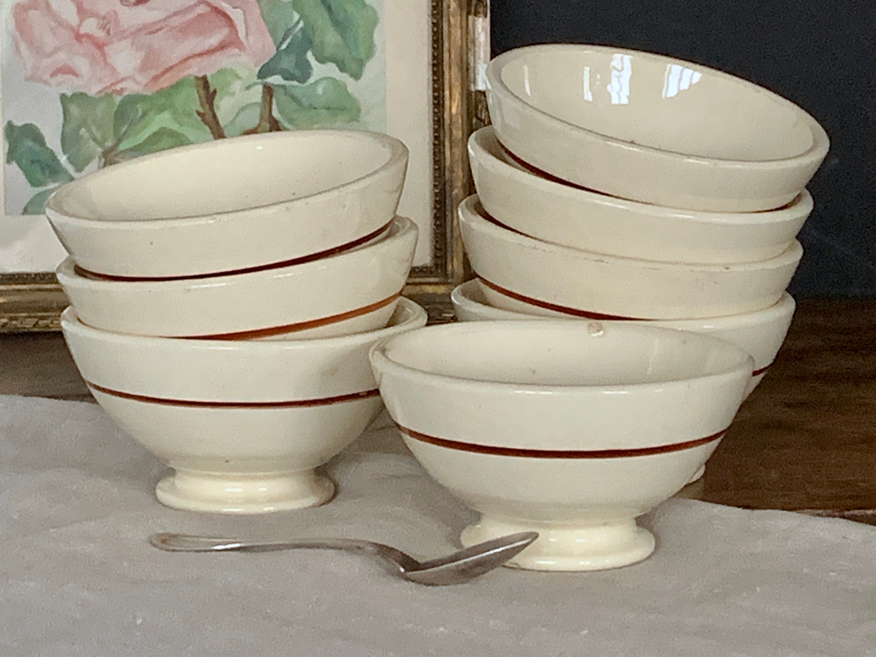 Antique Français Digoin Sarreguemines Café Au Lait Bowl Latte Vintage Coffee Bowl