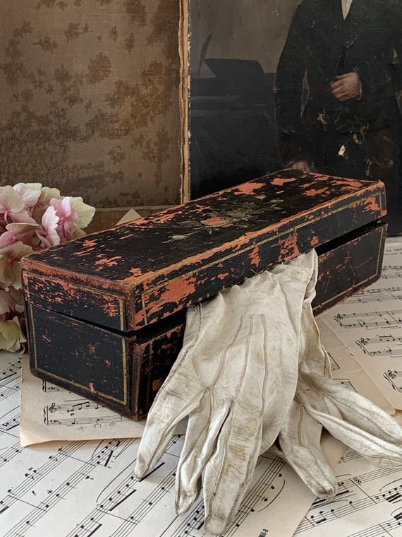 Antique French 19th Napoléon III Wooden Glove Box… - image 7