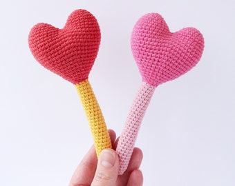 Valentines Day Heart Magic Wand Crochet Pattern, crochet magic heart pattern, crochet magic wand pattern, crochet heart on stick pattern