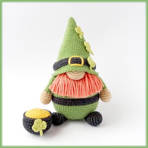 Nain de lutin avec un pot d'or au crochet - Tutoriel PDF pour nain amigurumi