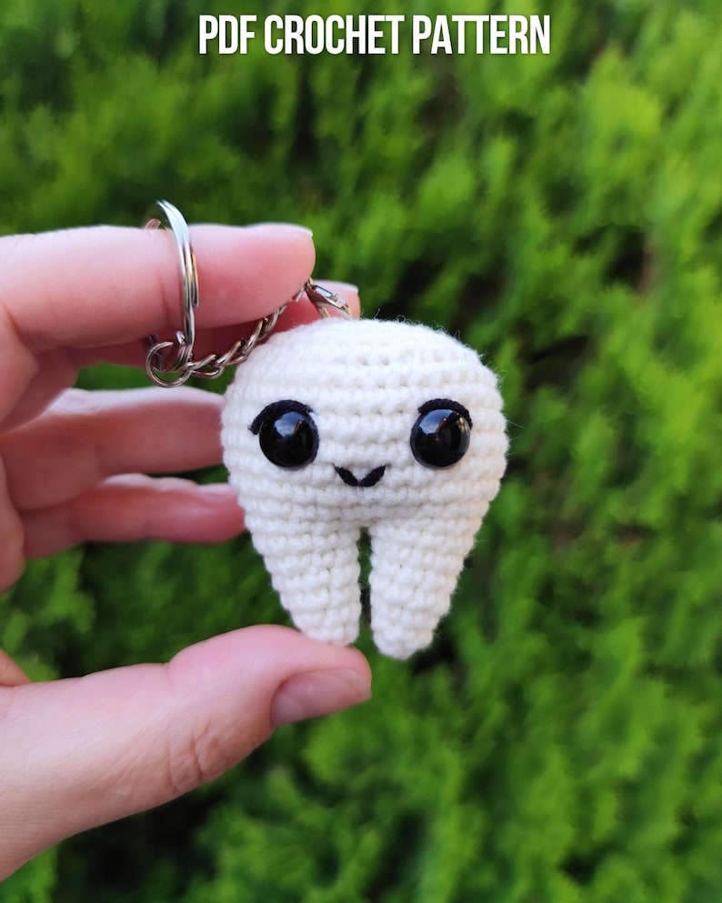 Crochet tooth keychain PDF Pattern