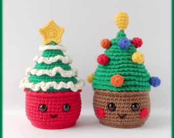 Crochet Pattern Christmas tree Cupcakes, cute amigurumi cupcake pdf pattern