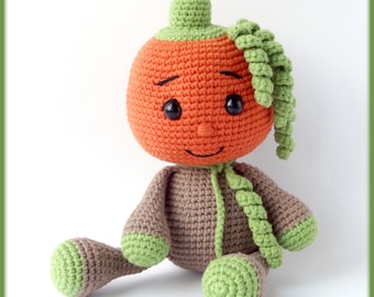 Halloween Pumpkin Head Crochet Pattern amigurumi doll