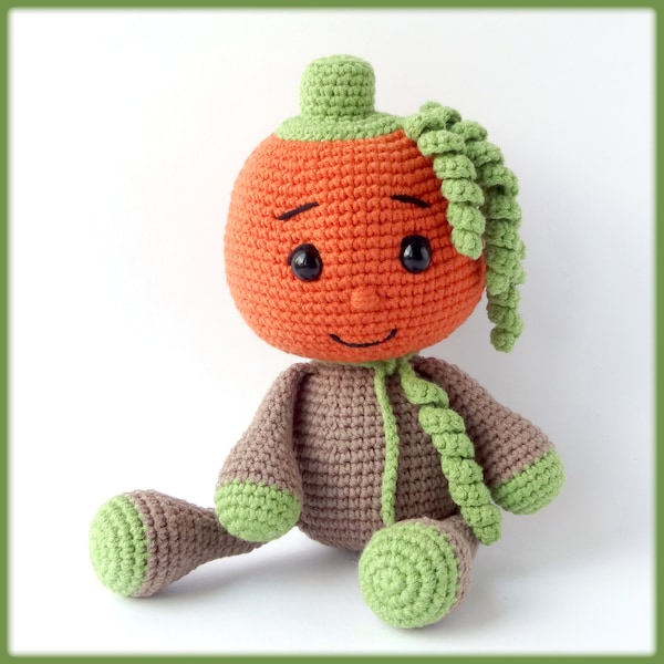 Halloween Pumpkin Head Crochet Pattern amigurumi doll