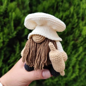 Chef Gnome Crochet Pattern - amigurumi gnome PDF tutorial