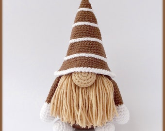 Gingerbread Gnome Crochet Pattern, Christmas gnome crochet home decoration