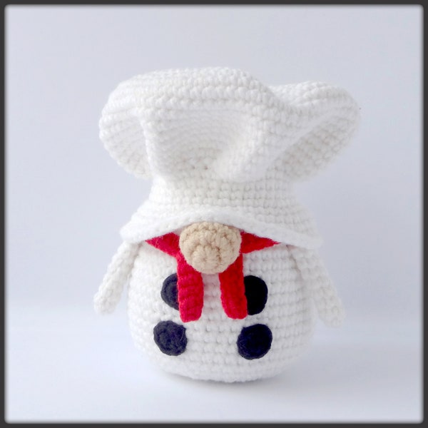 Jouet amigurumi de nain de chef au crochet, modèle de nain au crochet, modèle amigurumi de nain de chef au crochet, nain de cuisine, nain de cuisine