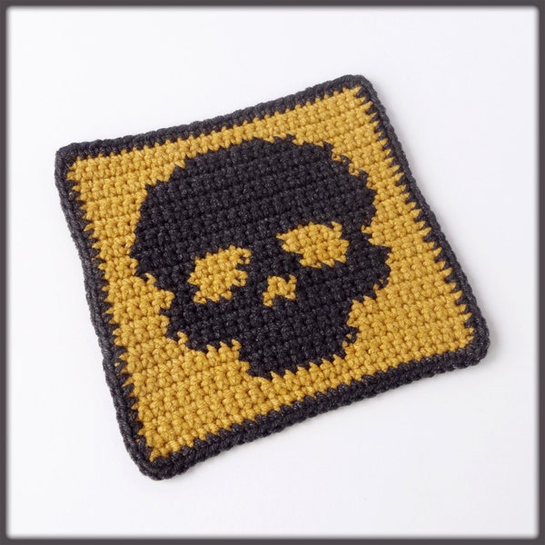 Skull mug rug Crochet Pattern, skull coaster pdf pattern