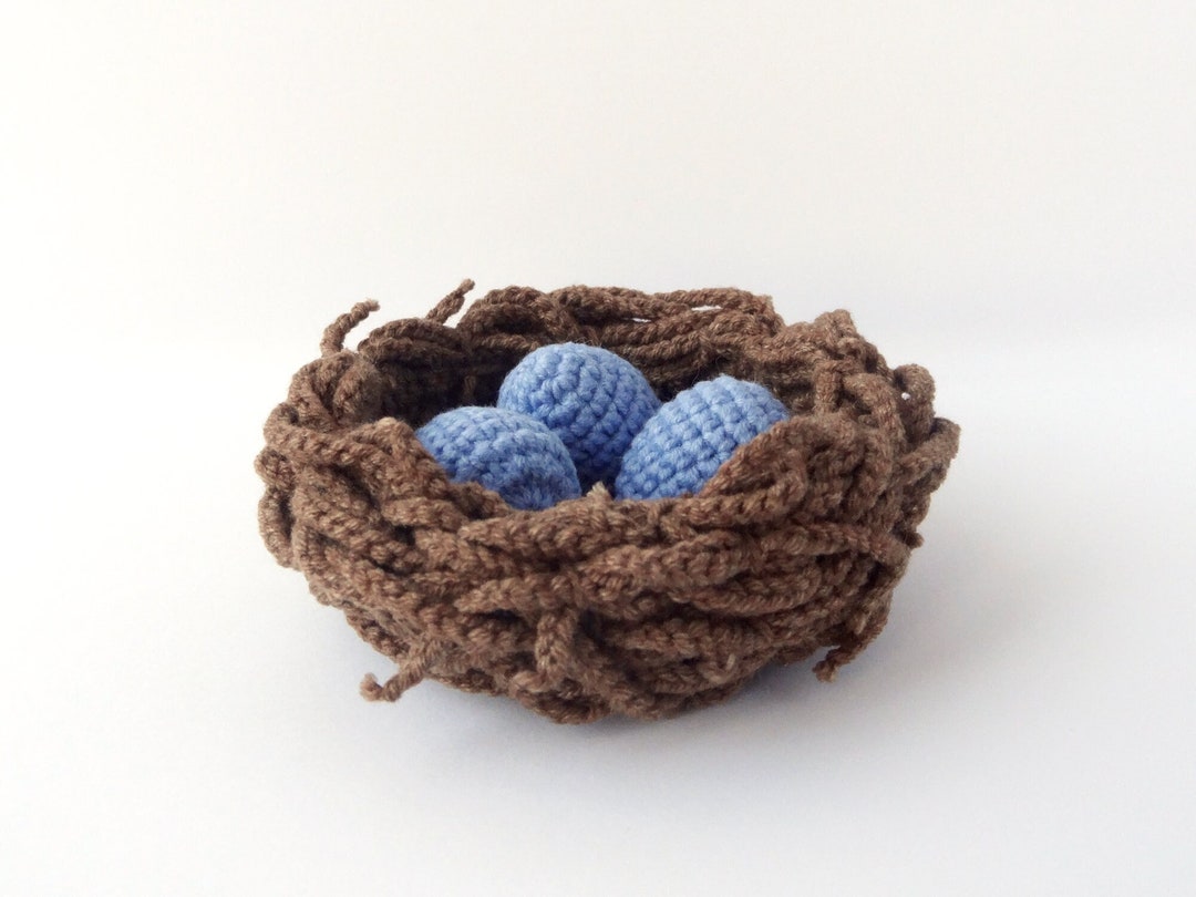 Nest Crochet Pattern Crochet Bird Nest With Little Blue Eggs Etsy
