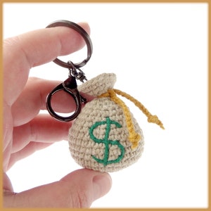 Portachiavi a forma di borsa porta soldi all'uncinetto, schema in PDF per portachiavi a forma di borsa porta monete all'uncinetto