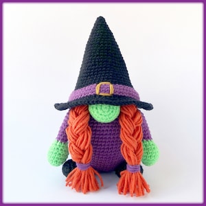 Witch Gnome Crochet Pattern Halloween amigurumi toy