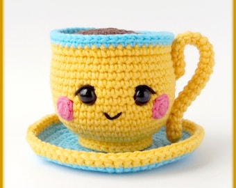 Patrón de taza de café a crochet: tutorial de comida amigurumi en PDF
