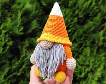 Candy Corn Gnome Crochet Pattern - Halloween gnome PDF tutorial