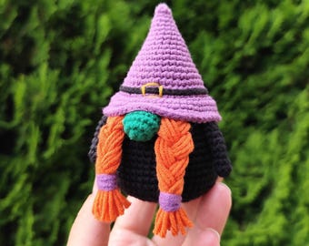 Mini Witch Gnome Crochet Pattern - amigurumi gnome PDF tutorial