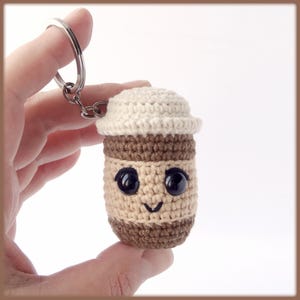 Cute coffee cup keychain Crochet Pattern