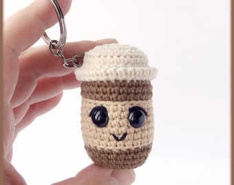 Cute coffee cup keychain Crochet Pattern