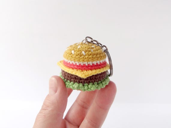 ハンバーガーキーホルダーのかぎ針編みパターン - Etsy 日本