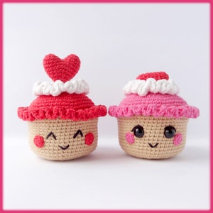 Valentines Day Cupcake Crochet Pattern, crochet cupcake pattern, amigurumi cupcake pattern, cupcake with heart amigurumi crochet tutorial