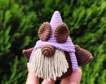 Patrón de ganchillo de mini gnomo murciélago - tutorial en PDF de amigurumi de gnomo