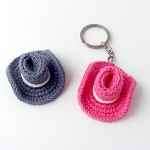 Crochet cowgirl hat keychain