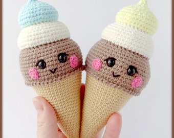 Ice Cream Crochet Pattern, crochet ice cream pattern, amigurumi ice cream pattern, ice cream cone amigurumi pattern, crochet ice cream cone
