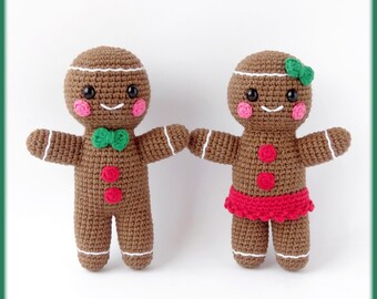 Haakpatroon Gingerbread Man & Girl – amigurumi-vakantiedecoratie pdf-tutorial