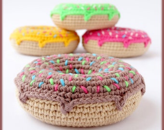 Donut Crochet Pattern amigurumi food toy, crochet donut pattern