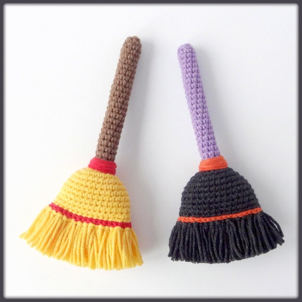 Broom Crochet Pattern, witch broomstick crochet pattern, yellow emoji broom crochet pattern