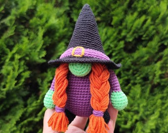 Witch gnome Crochet Pattern - Halloween gnome PDF tutorial