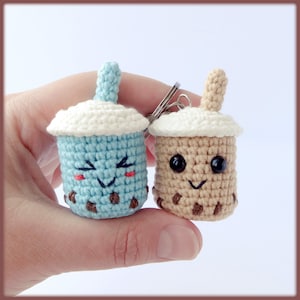 Boba tea keychain Crochet Pattern, cute crochet tiny boba tea amigurumi pdf pattern