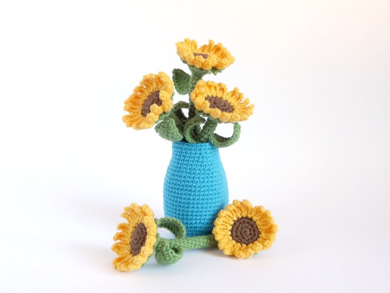 Vase With Sunflowers Crochet Pattern Crochet Sunflower Etsy