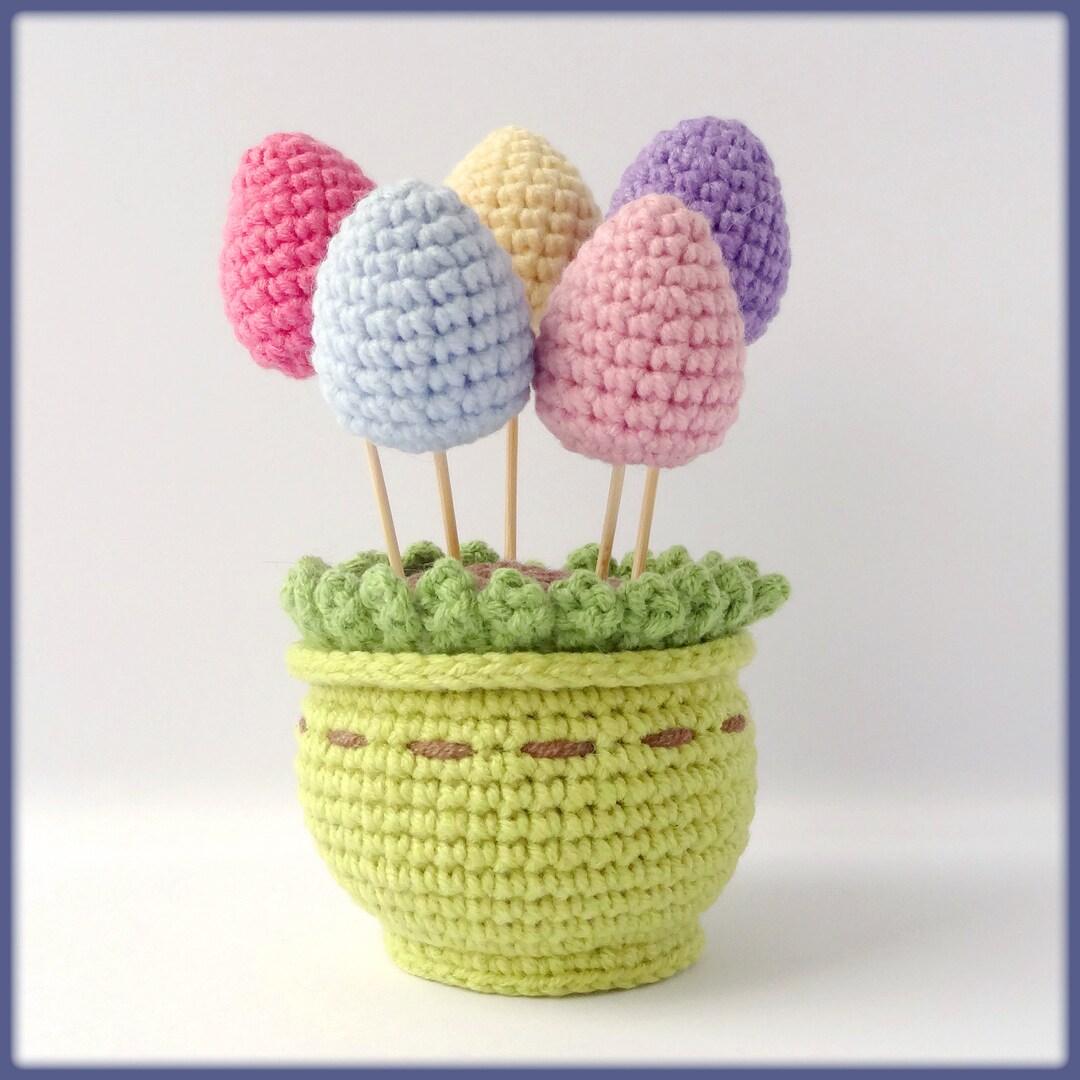 Crochet Pattern Easter Eggs in a Pot, Crochet Pattern Eggs, Easter Decorations Crochet Pattern