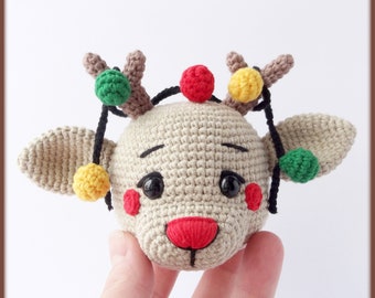 Crochet Pattern Christmas Reindeer Head, crochet reindeer pattern, amigurumi reindeer pattern, crochet Christmas decoration pattern