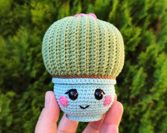 Cactus in a cute pot Crochet Pattern - amigurumi PDF tutorial