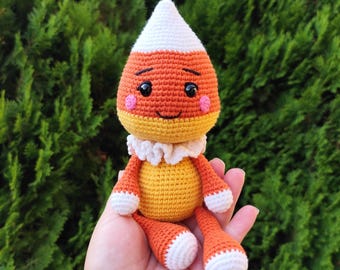 Candy corn doll Crochet Pattern - Halloween doll PDF tutorial