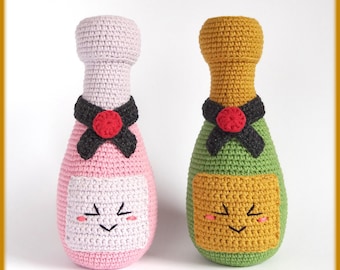 Champagne bottle Crochet Pattern amigurumi toy