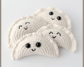 Pierogi-virkmönster söt amigurumi-mat, virkade dumplings pdf-mönster