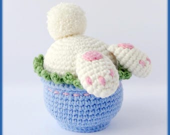 Patrón de ganchillo de trasero de conejito en una maceta - Tutorial en PDF para decoración de Pascua de amigurumi