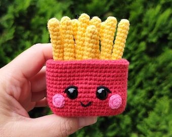 Cute french fries Crochet Pattern - amigurumi food PDF tutorial