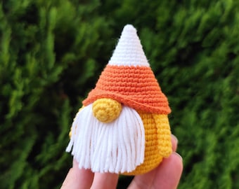 Mini candy corn gnome Crochet Pattern - Halloween gnome PDF tutorial
