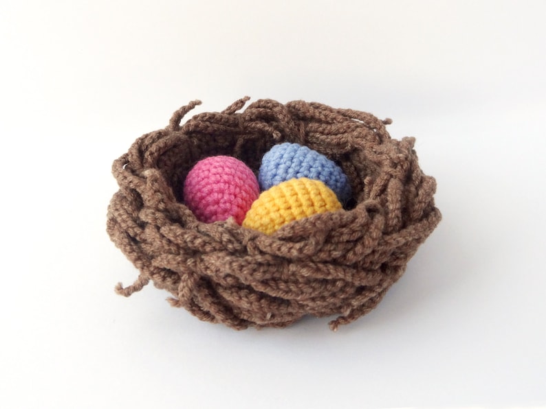 Nest Crochet Pattern Crochet Bird Nest With Little Blue Eggs Etsy