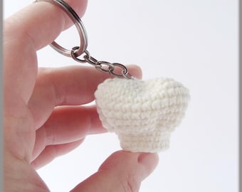 Tiny Chef hat keychain Crochet Pattern - PDF tutorial