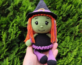 Witch doll Crochet Pattern - Halloween amigurumi doll PDF tutorial