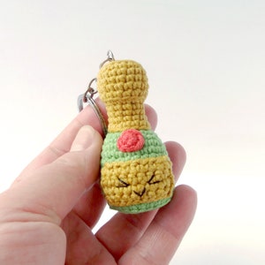 Cute crochet Champagne bottle keychain