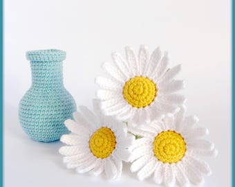 Chamomile flowers Crochet Pattern - easy PDF tutorial